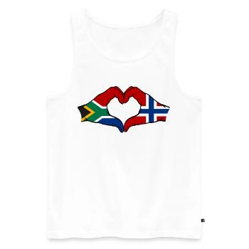 Afrique du Sud Norvège Drapeau Mains Coeur Forme - Débardeur bio Premium Homme - blanc - Devant - Michal (187cm)