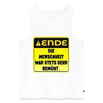 ZEUGNIS - MENSCHHEIT ENDE - Männer Premium Bio Tank Top - Weiß - Vorne - Michal (187cm)