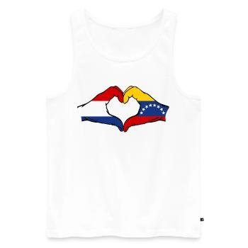 Holland Venezuela Flag Hands Heart Shape - Men's Premium Organic Tank Top - white - Front - Michal (187cm)