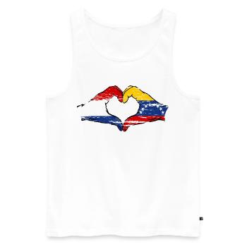 Drapeau Hollande Venezuela mains forme de coeur utilisé - Débardeur bio Premium Homme - blanc - Devant - Michal (187cm)