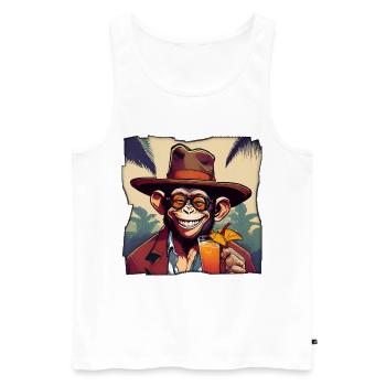 Affe mit Cocktail! - Männer Premium Bio Tank Top - Weiß - Vorne - AI Model Male 178 light (178cm)