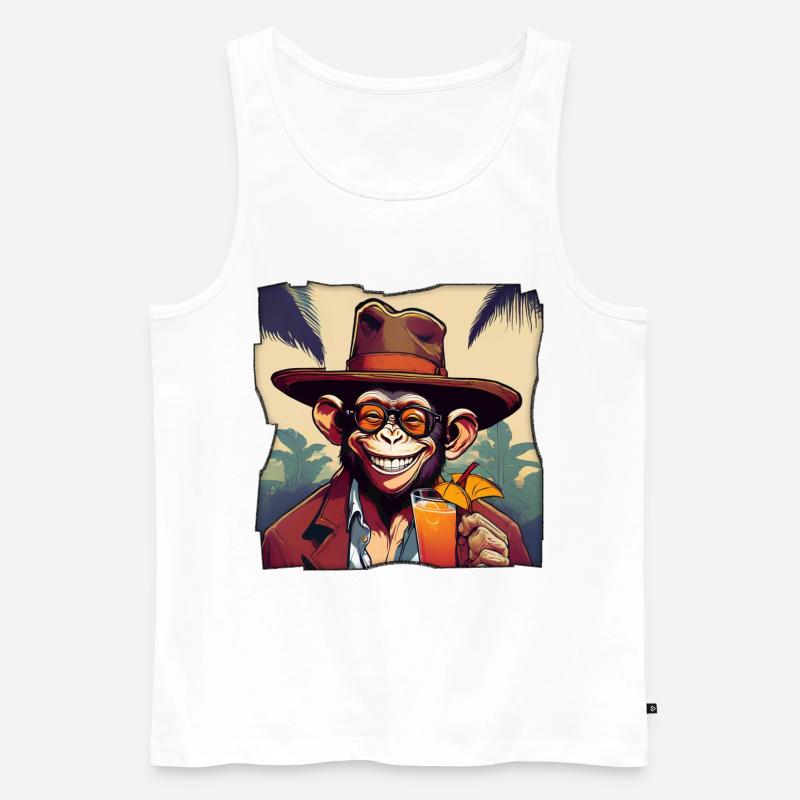Affe mit Cocktail! - Männer Premium Bio Tank Top - Weiß