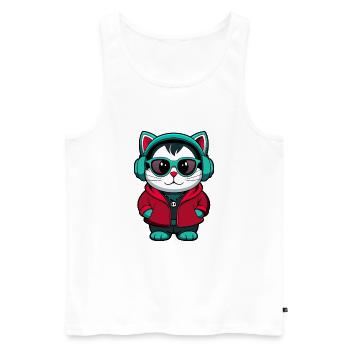 Bombay Chat Race Dessin animé Kawaii Animal Pet - Débardeur bio Premium Homme - blanc - Devant - Michal (187cm)