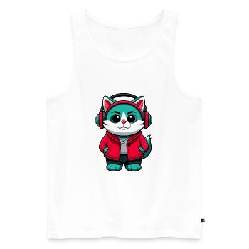 Brume australienne Chat Race Dessin animé Kawaii Animal - Débardeur bio Premium Homme - blanc - Devant - Michal (187cm)