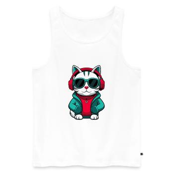 Arabian Egyptian Mau Cat Breed Cartoon Kawaii Pet - Men's Premium Organic Tank Top - white - Front - Michal (187cm)