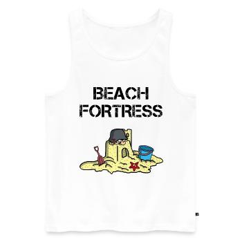 Beach Fortress - Men's Premium Organic Tank Top - white - Front - AI Model Male 178 light (178cm)