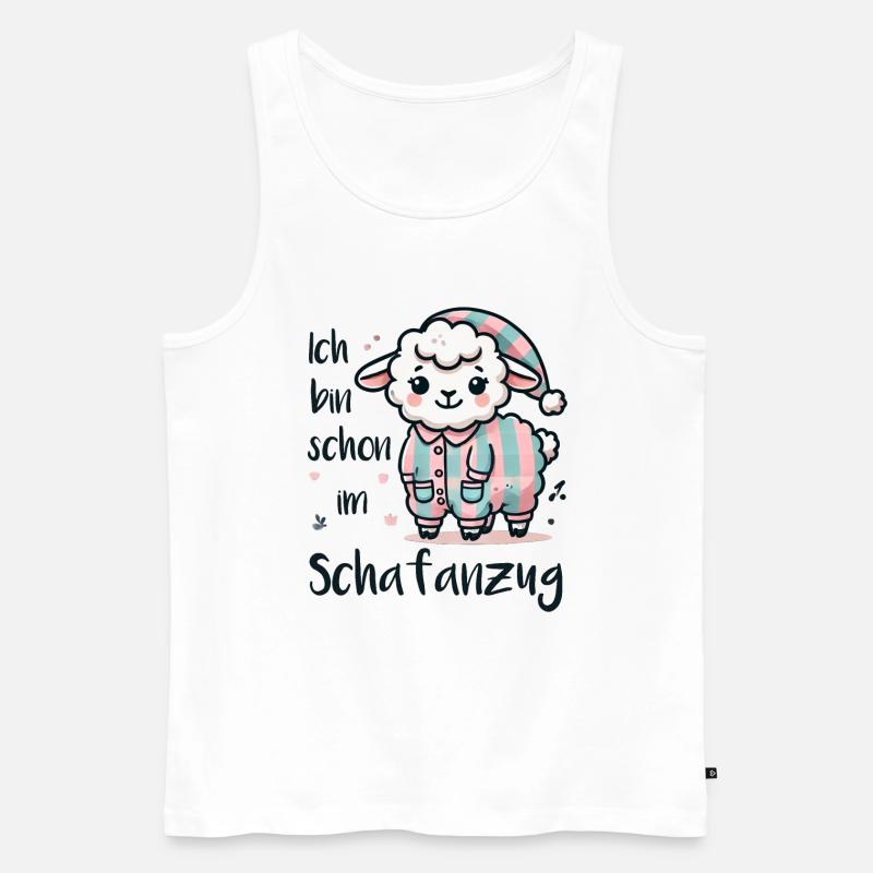 Ich bin schon im Schafanzug - Männer Premium Bio Tank Top - Weiß