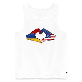 Armenien USA Flagge Hände Herzform used - Männer Premium Bio Tank Top - Weiß - Vorne - Michal (187cm)