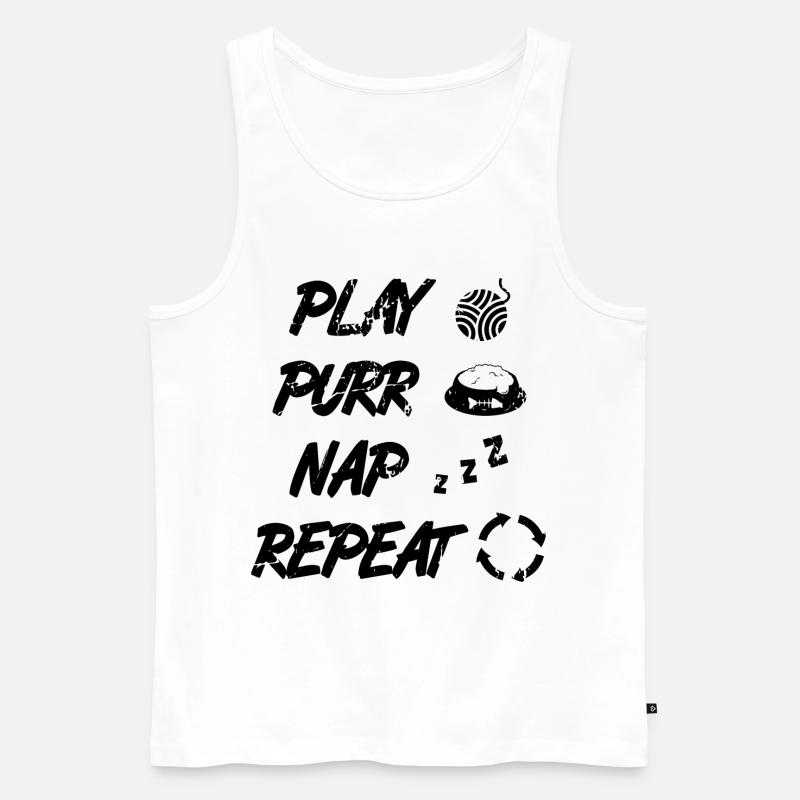 Katzen Routine - Männer Premium Bio Tank Top - Weiß