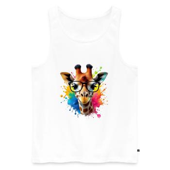 Coole Giraffe mit Brille in bunter Splash Art - Männer Premium Bio Tank Top - Weiß - Vorne - Michal (187cm)