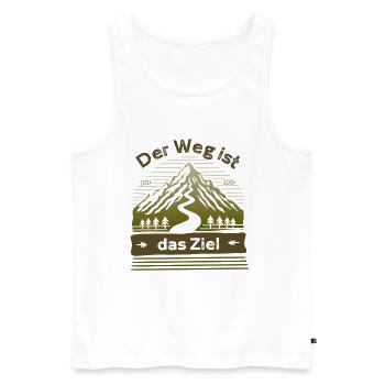Der Weg ist das Ziel Wandern Berge - Männer Premium Bio Tank Top - Weiß - Vorne - Michal (187cm)