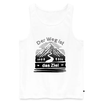 Der Weg ist das Ziel Wandern Berge - Männer Premium Bio Tank Top - Weiß - Vorne - Michal (187cm)