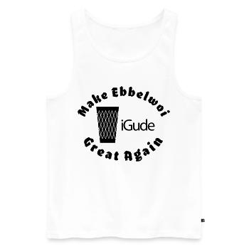 iGude Geripptes Great Again Ebbelwoi - Männer Premium Bio Tank Top - Weiß - Vorne - AI Model Male 178 light (178cm)