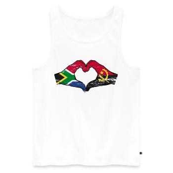 Afrique du Sud Angola drapeau mains forme de coeur utilisé - Débardeur bio Premium Homme - blanc - Devant - Michal (187cm)