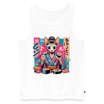 Sushi Sphynx Cat Maki Kimono Gift - Men's Premium Organic Tank Top - white - Front - AI Model Male 178 light (178cm)