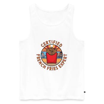 Zertifizierter Pommes Frites Experte Fastfood Fan - Männer Premium Bio Tank Top - Weiß - Vorne - AI Model Male 178 light (178cm)