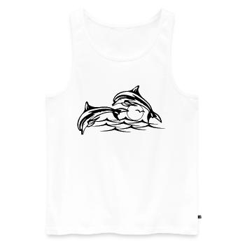 Les dauphins noirs - Débardeur bio Premium Homme - blanc - Devant - Michal (187cm)