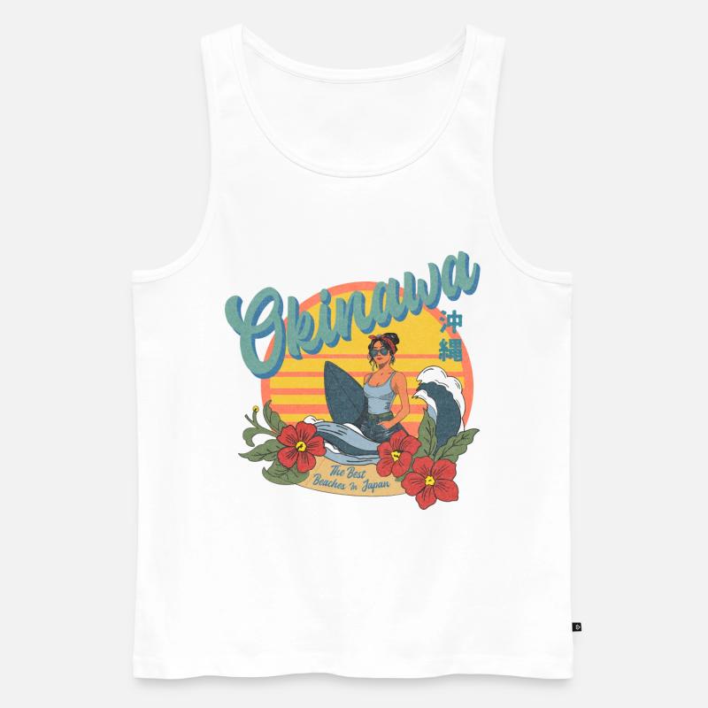 Okinawa Beaches (Halftone Version) - Männer Premium Bio Tank Top - Weiß