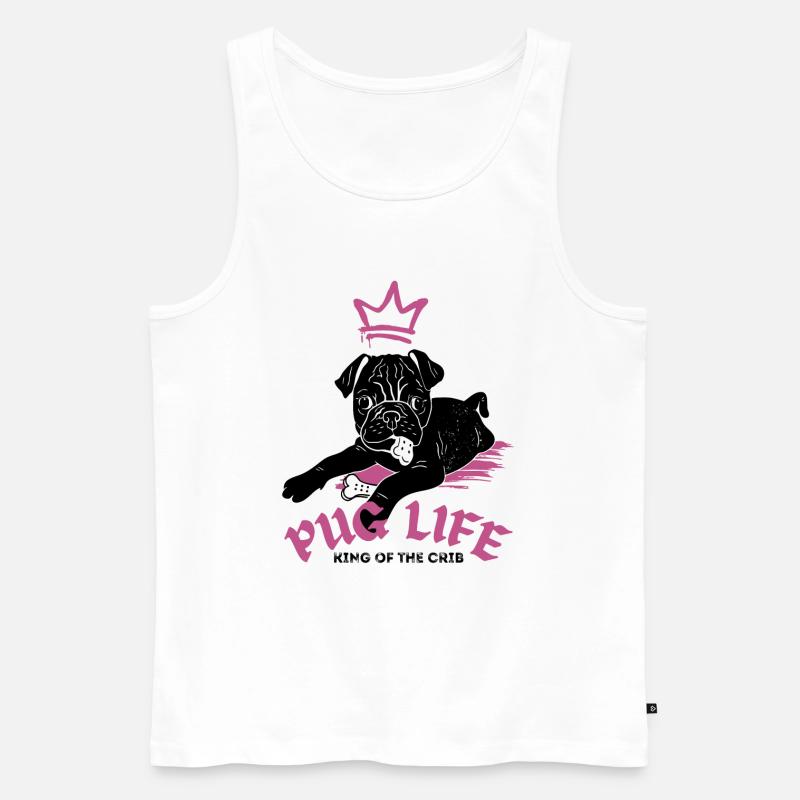Pug Life – Mops mit Krone - Männer Premium Bio Tank Top - Weiß