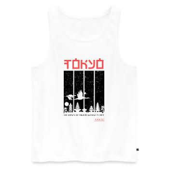Tokyo – Design japonais minimaliste - Débardeur bio Premium Homme - blanc - Devant - AI Model Male 178 light (178cm)