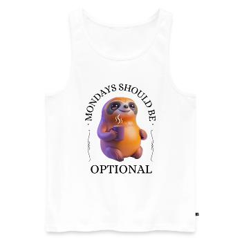 Coffee-Drinking Sloth – Relaxed & Pleasurable - Men's Premium Organic Tank Top - white - Front - AI Model Male 178 light (178cm)