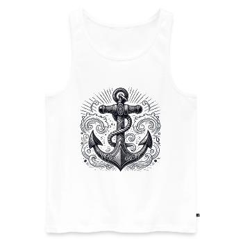 Anker Schiffsanker Anker cool maritim Geschenk - Männer Premium Bio Tank Top - Weiß - Vorne - AI Model Male 178 light (178cm)
