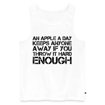 an apple a day keeps anyone away if you throw It - Männer Premium Bio Tank Top - Weiß - Vorne - AI Model Male 178 light (178cm)