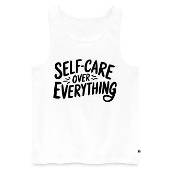 Self Care Over Everything - Men's Premium Organic Tank Top - white - Front - Michal (187cm)