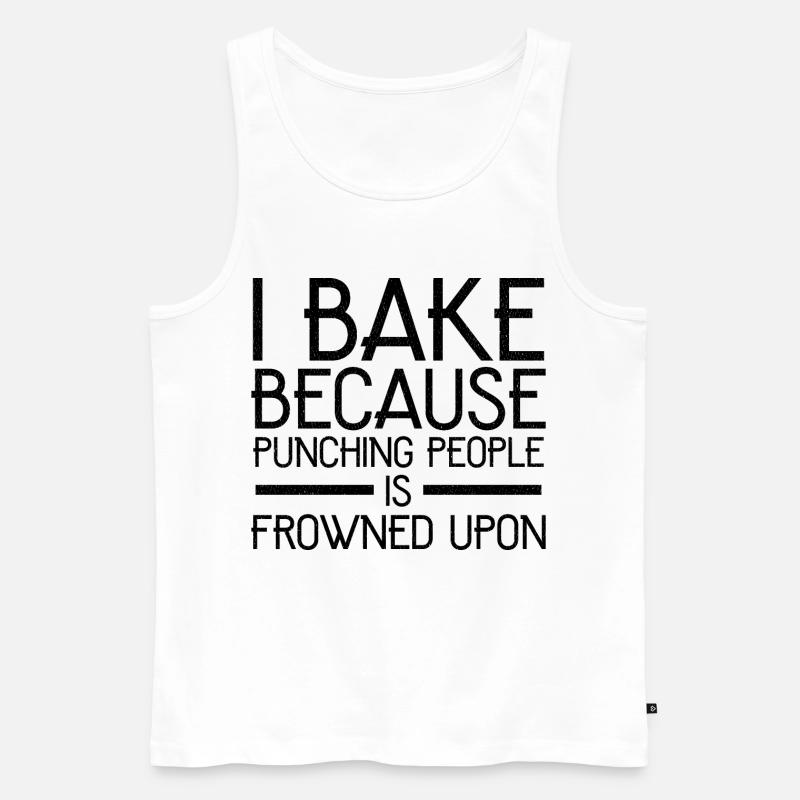 I bake because punching people - Männer Premium Bio Tank Top - Weiß