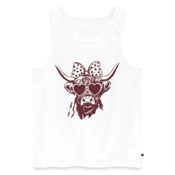 Highland Kuh in Love – Design mit Herzbrille - Männer Premium Bio Tank Top - Weiß - Vorne - AI Model Male 178 light (178cm)