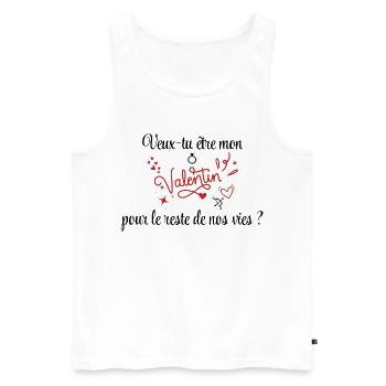 Demande en mariage, Saint-Valentin, Romantique - Débardeur bio Premium Homme - blanc - Devant - AI Model Male 178 light (178cm)