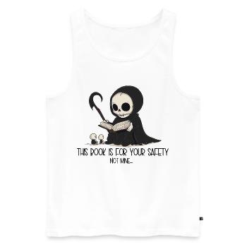 This book is for your safety, not mine - der Tot - Männer Premium Bio Tank Top - Weiß - Vorne - Michal (187cm)