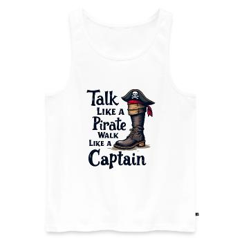 Talk Like a Pirate, Walk Like a Captain - Männer Premium Bio Tank Top - Weiß - Vorne - AI Model Male 178 light (178cm)