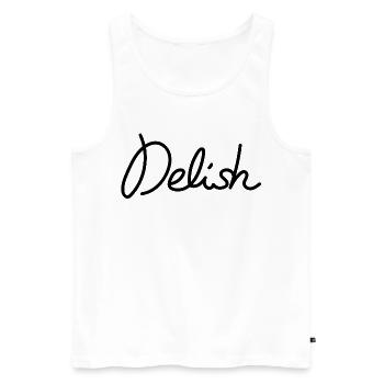 Delish – Déclaration gastronomique élégante - Débardeur bio Premium Homme - blanc - Devant - Michal (187cm)
