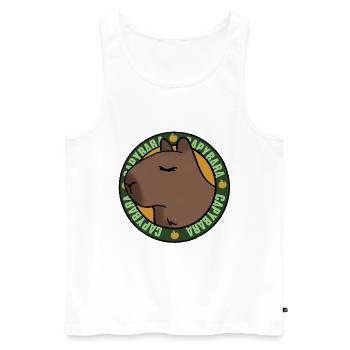 Relaxed Capybara – Chilled Vibes - Men's Premium Organic Tank Top - white - Front - AI Model Male 178 light (178cm)
