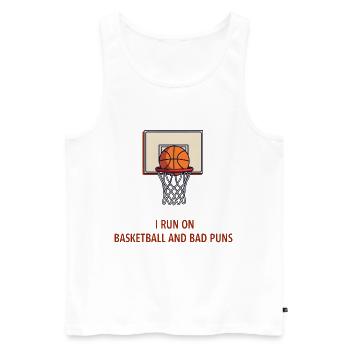Running on Basketball and Bad Puns - Men's Premium Organic Tank Top - white - Front - AI Model Male 178 light (178cm)