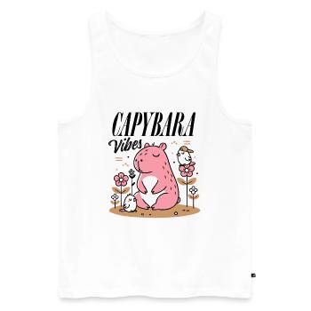 Relaxed capybara with friends - Men's Premium Organic Tank Top - white - Front - AI Model Male 178 light (178cm)