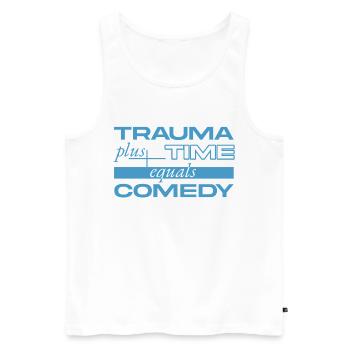 Traumatisme + Temps = Comédie - Débardeur bio Premium Homme - blanc - Devant - AI Model Male 178 light (178cm)