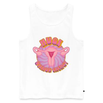Huge Uterus Energy – Power & Empowerment - Männer Premium Bio Tank Top - Weiß - Vorne - Michal (187cm)