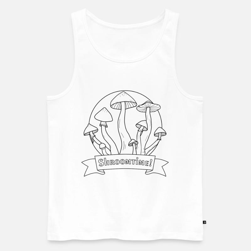 C’est l’heure des champignons ! Psilocybe Cubensis noir et blanc - Débardeur bio Premium Homme - blanc