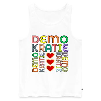 HERZ BUNTE DEMOKRATIE - Männer Premium Bio Tank Top - Weiß - Vorne - Michal (187cm)