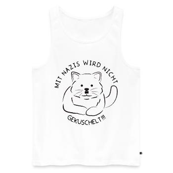 Minimalistische Katzen-Linienzeichnung Nazis raus - Männer Premium Bio Tank Top - Weiß - Vorne - AI Model Male 178 light (178cm)