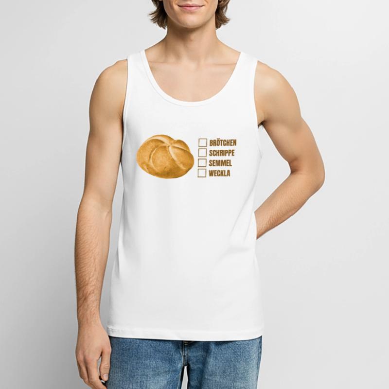 Brötchen oder Semmel? – Lustiges Dialekt-Design Männer Premium Bio Tank Top