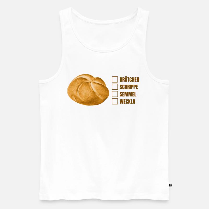 Brötchen oder Semmel? – Lustiges Dialekt-Design - Männer Premium Bio Tank Top - Weiß