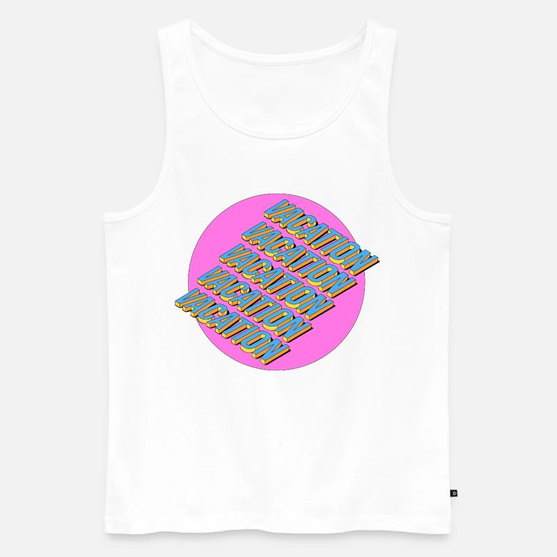 Vacation – 3D Retro Schriftzug - Männer Premium Bio Tank Top - Weiß