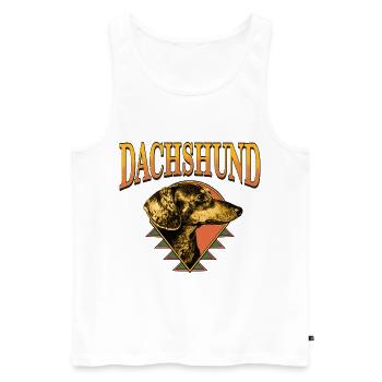 Dachshund – Vintage Hundeporträt - Männer Premium Bio Tank Top - Weiß - Vorne - AI Model Male 178 light (178cm)