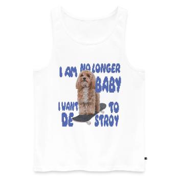 Skater Dog Meme – No Longer Baby - Männer Premium Bio Tank Top - Weiß - Vorne - Michal (187cm)
