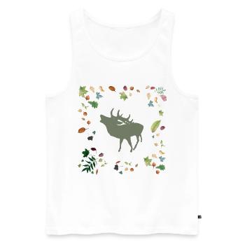 Hirsch mit Herbstlaub - Männer Premium Bio Tank Top - Weiß - Vorne - AI Model Male 178 light (178cm)