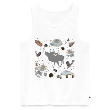 Deer with pine cones and mushrooms - Men's Premium Organic Tank Top - white - Front - AI Model Male 178 light (178cm)