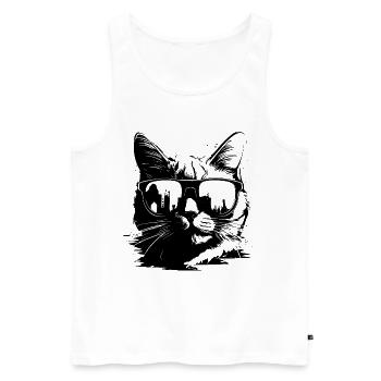 Chat avec des lunettes de soleil - Débardeur bio Premium Homme - blanc - Devant - Michal (187cm)